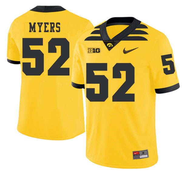 2019 Men #52 Boone Myers Iowa Hawkeyes College Football Alternate Jerseys Sale-Gold - Click Image to Close